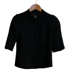 美品 EMPORIO ARMANI エンポリオアルマーニ ショートスリーブ ジャケット 36 ブラック レディース 古着 中古 USEDのサムネイル