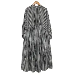 美品 23SS BEARDSLEY ビアズリー 先染めギャザーワンピース サイズ0 ブラック ホワイト レディース 古着 中古 USED