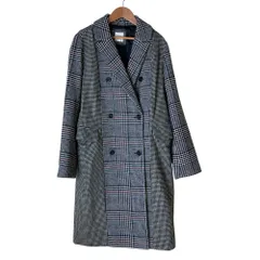 美品 GAP ギャップ MIXEDPLAID COAT ウールブレンド チェスターフィールド コート S ブラック ネイビー レディース 古着 中古 USEDのサムネイル