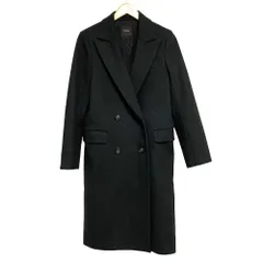 美品 Theory セオリー MODUS MELTON LIGHT GENESIS COAT FL ダブルブレスト チェスターコート Sサイズ ブラック レディース 古着 中古 USED