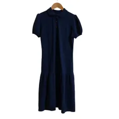 美品 BURBERRY BLUE LABEL バーバリーブルーレーベル ショートスリーブ ニットワンピース サイズ38 ネイビー レディース 古着 中古 USED