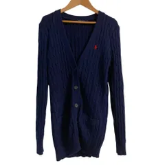 美品 Polo Ralph Laure ポロラルフローレン Vネック ケーブルニット カーディガン Sサイズ ネイビー レディース 古着 中古 USED