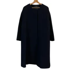 美品 JOURNAL STANDARD ジャーナルスタンダード ウール ノーカラーコート ネイビー レディース 古着 中古 USED