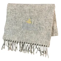 美品 Vivienne Westwood ヴィヴィアンウエストウッド ウール フリンジ オーブ マフラー グレー メンズ レディース 古着 中古 USED