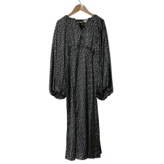 良品 CELFORD セルフォード フラワープリント 長袖 ロングワンピース サイズ36 ブラック レディース 古着 中古 USED