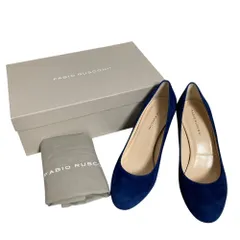 美品 FABIO RUSCONI ファビオルスコーニ スウェード ヒールパンプス サイズ35.5 約22.5cm ブルー レディース 古着 中古 USED