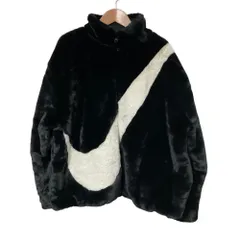 美品 NIKE ナイキ ビッグスウォッシュ ファージャケット サイズXXL ブラック レディース 古着 中古 USED
