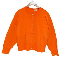 未使用 24SS KUMIKYOKU 組曲 MINA ニット カーディガン 6分袖プルオーバーニット アンサンブル セット 大きいサイズ7・6 オレンジ レディース 古着 中古 USED