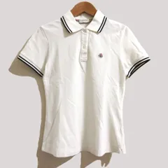 良品 MONCLER モンクレール ロゴワッペン 鹿の子 ポロシャツ サイズXS ホワイト レディース 古着 中古 USED