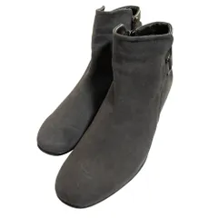 新品同様 yoshinoya 銀座ヨシノヤ サイドジップ コンフォート ショートブーツ サイズ25ｃｍ チャコールグレー レディース 古着 中古 USED