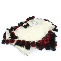 良品 BY MALENE BIRGER バイ マレーネ ビルガー ポンポン付き 大判ストール アイボリー レディース 古着 中古 USED