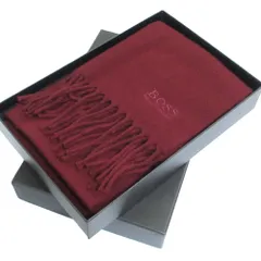 新品同様 HUGO BOSS ヒューゴボス フリンジマフラー ボルドー メンズ 古着 中古 USEDのサムネイル