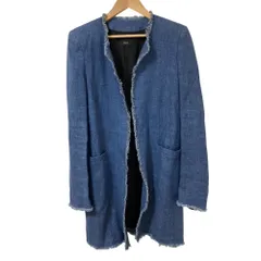 良品 JOSEPH ジョセフ フリンジ デニム ノーカラー コート ジャケット サイズ38 インディゴ レディース 古着 中古 USEDのサムネイル