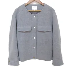 新品同様 BEAUTY&YOUTH ビューティーアンドユース ユナイテッドアローズ クレーターメルトン ノーカラーショートコート M グレー レディース 古着 中古 USED