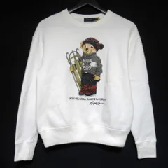 POLO RALPH LAUREN ポロラルフローレン ポロベアプリント 裏起毛 スウェットシャツ トレーナー XSサイズ ホワイト レディース 古着 中古 USED