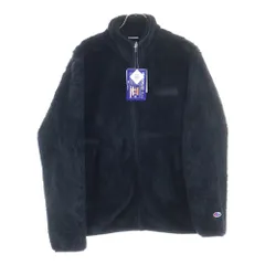 CHAMPION (チャンピオン) スクリプトロゴ刺繍 ジップアップ ボアフリース ジャケット ブラック C3-Y616