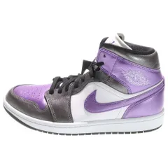 NIKE (ナイキ) AIR JORDAN 1 MID METALLIC PURPLE エア ジョーダン 1 メタリック ミッドカットスニーカー パープル/ホワイト/ブラック US9/26cm HJ5911-105