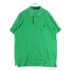 POLO RALPH LAUREN (ポロラルフローレン) CUSTOM SLIM FIT 胸ロゴ刺繍 半袖コットンポロシャツ グリーン