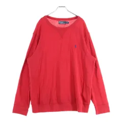 POLO RALPH LAUREN (ポロラルフローレン) 胸ロゴ刺繍 クルーネック 長袖コットンセーター レッド