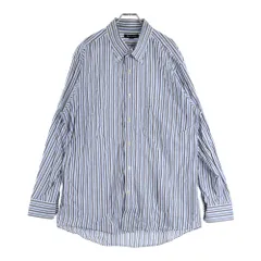 Aquascutum (アクアスキュータム) 長袖ストライプ ボタンダウンシャツ ホワイト/ブルー