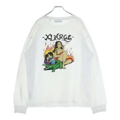 X-LARGE (エクストララージ) LOGO PRINT L/S Tee バック グラフィック ロゴプリント クルーネック 長袖 Tシャツ カットソー ホワイト 101204011018
