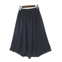 プラステ PLST スカート ベルベット風 フレアスカート 落ち感 ミモレ丈 XS 紺 ネイビー 小さいサイズ