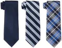 洗えるネクタイ3本セット [スーツセレクト] 無地/ストライプ/チェック