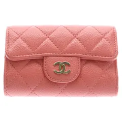 CHANEL (シャネル) マトラッセ ココマーク キャビアスキン レザー 4連キーケース ゴールド金具 ピンク
