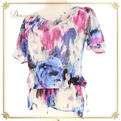 社交ダンス 衣装 トップス ブラウス グレイ系 チャコット Chacott 日本製 練習 レッスン 透け感 カラフル 上品 半袖 かわいい 落ち着いた色 紐 ダンス衣装 ステージ イベント パーティー ブラック系 パープル系 ブルー系