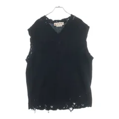 MARNI (マルニ) 23SS ダメージ加工 Vネックニット セーター ブラック CVMG0091A0のサムネイル