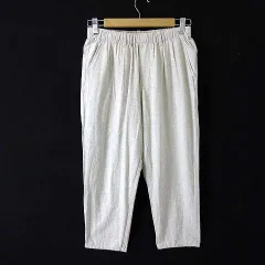 スタディオクリップ Studio Clip パンツ テーパードパンツ クロップド イージー リネン コットン M 杢ライトベージュ ナチュラル