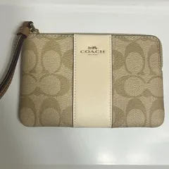 コーチ  COACH コーナー ジップ リストレット シグネチャー キャンバス ストライプCO-209