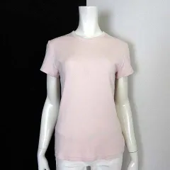 ユニクロ UNIQLO ソフト リブ クルーネックT Ｔシャツ カットソー コットン ストレッチ 半袖 L パステルピンク