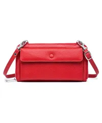 [Four leaf] レディース スマホポーチ 本革 ショルダーバッグ 斜めがけ 小さめ ミニバッグ タッチスクリーン対応 財布機能付き 多機能ポシェット 軽量 おしゃれ 可愛い (レッド) [レッド]