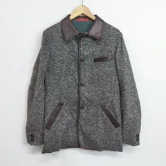 Steven Alan スティーブンアラン カバーオール サックコート ネップ ツイード 襟レザー 日本製 ユナイテッドアローズ グレー系 C198