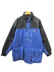 TOMMY HILFIGER (トミーヒルフィガー) JEANS 90s 古着 中綿ジャケット ナイロン 刺繍入り MIGHTY-MAC 黒×青 メンズ/027