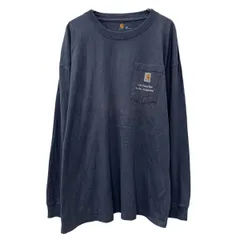 メキシコ製 carhartt 長袖 ロゴTシャツ 2XL グレー カーハート プルオーバー ワンポイント 胸ポケット シンプル 春物 a803-5427