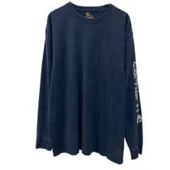 carhartt ロゴTシャツ XL ネイビー カーハート プルオーバー アームプリント プリントTシャツ オリジナルフィット 春物 a803-5466