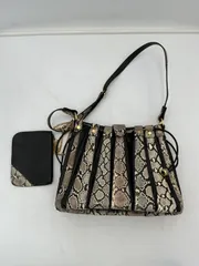 パイソン柄 ショルダーバッグ レディース ハンドバッグ ブラック 蛇柄