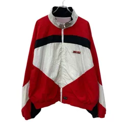 USA製 Leta ナイロンジャケット XL レッド ホワイト ジップアップ ワンポイント刺繍 スポーティー アウター アメリカ製 春秋物 a803-5478