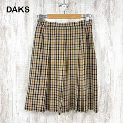 DAKS ダックス ダックスチェック ひざ丈 プリーツスカート ベージュ