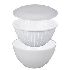 【新品】 シービージャパン 耐熱ボウル ザル セット 1.5L [グレー] 深型で混ぜやすいボウル 野菜の水切りに便利なザル お皿にもなるフタ 電子レンジ調理 食器洗浄機対応 耐熱レンジボウルセット20cm atomico 0