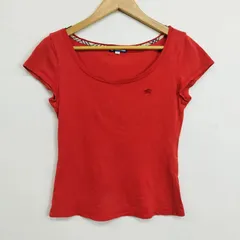 BURBERRY BLUE LABEL バーバリー ブルーレーベル カットソー ロゴ 刺繍 コットン 三陽商会 日本製 レッド 38 C202