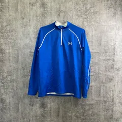 【T-418】UNDER ARMOUR Lサイズ ハーフジップ ジャージ ブルー アンダーアーマー メンズ スポーツウェア トレーニングウェア 長袖トップス ランニング 古着 スポーツブランドのサムネイル