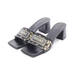 ヴェルサーチ VERSACE ミュール ブラック レザー サンダル レディース Used Aのサムネイル