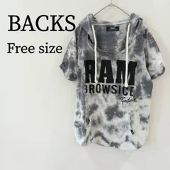 BACKS バックス レディース トップス パーカー 半袖 フーディー フード付き ロゴ入り ロゴ グレー オーバーサイズ ゆるダボ Fのサムネイル