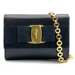 Salvatore Ferragamo フェラガモ AQ213202 ショルダーバッグ ヴァラ チェーン ブラック/ゴールド レザー レディース