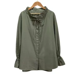 未使用 UNITED ARROWS ユナイテッドアローズ フリルカラー フレアスリーブ ブラウス FREE オリーブ レディース 古着 中古 USED
