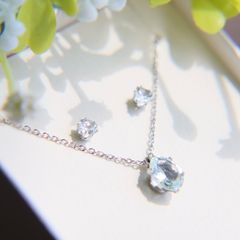 澄みわたる空色 アクアマリン ネックレス&ピアス
