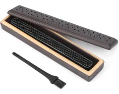 Segarty 陶器製 香炉 お香たて 横置きタイプ 茶色 掃除用箒付きセット ステンレスネット付き 灰がこぼれない 仏具 和モダン香皿 水洗い おしゃれ 線香たて ヨガ 瞑想リラックス 睡眠 ギフト適応